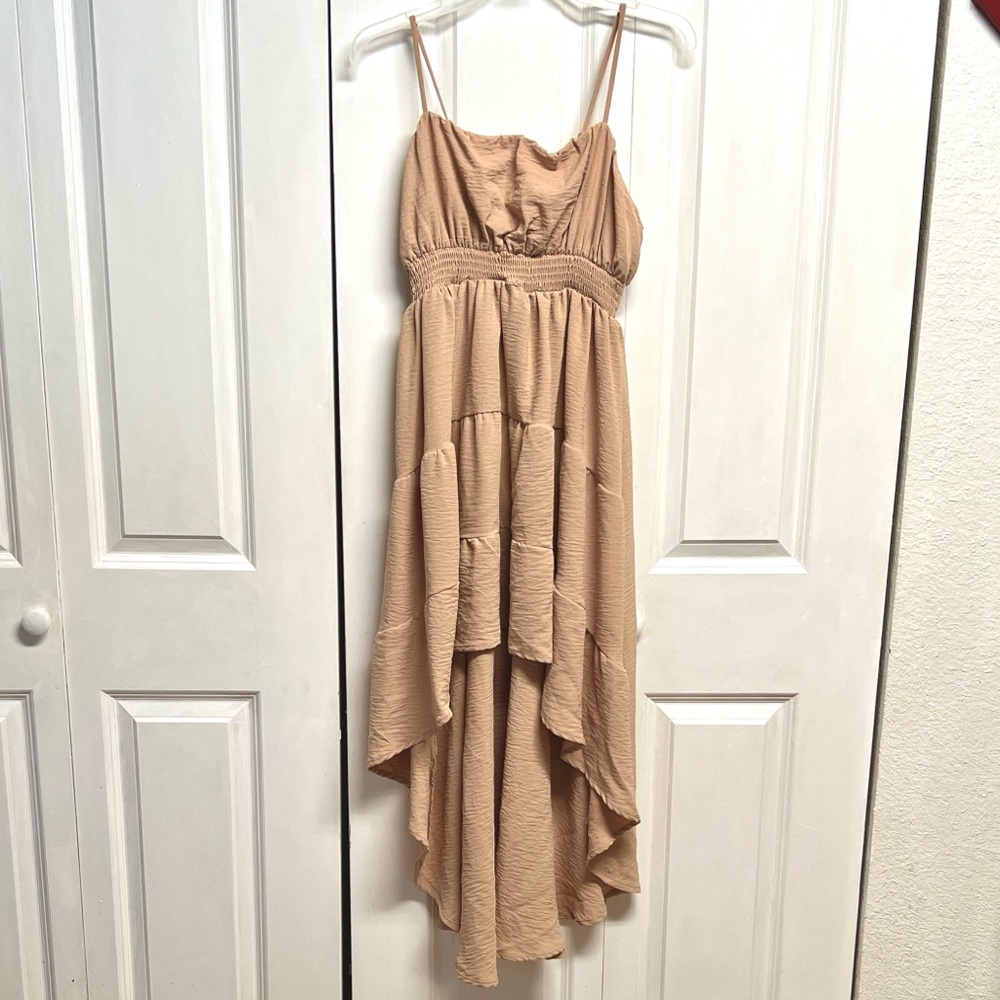 Discreet Beige High-Low Spaghetti Strap Dress Size XL